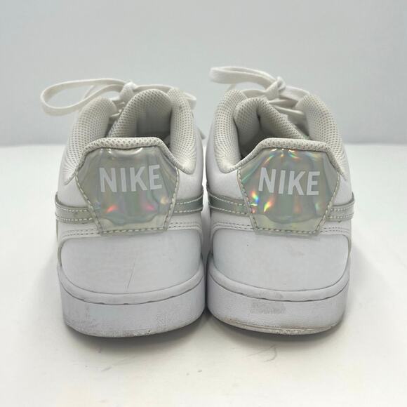 Nike Womens Court Vision Low White Iridescent Shiny Swoosh Sneakers Size 9.5 - Picture 5 of 9